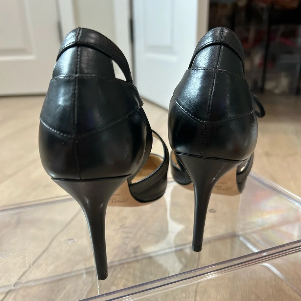 Jimmy Choo black leather heels. So cute. - Picture 3 of 9